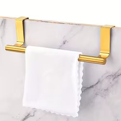 Barra de toallas sin taladro con acabado dorado para baño y cocina