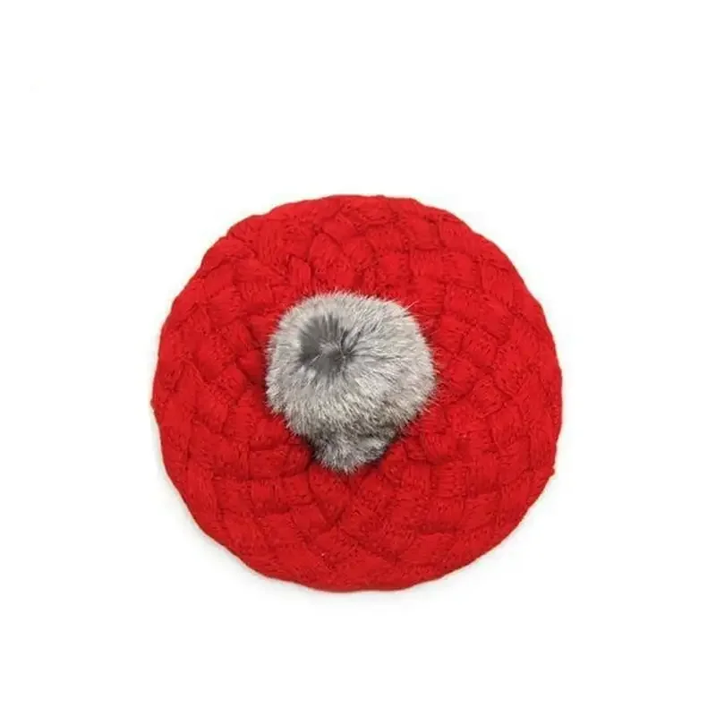 Gorro de invierno para bebé, gorro de boina tejido con pompón de ganchillo para niña, gorros cálidos de algodón para niño, gorros para bebé, accesorios de fotografía - imagen 5