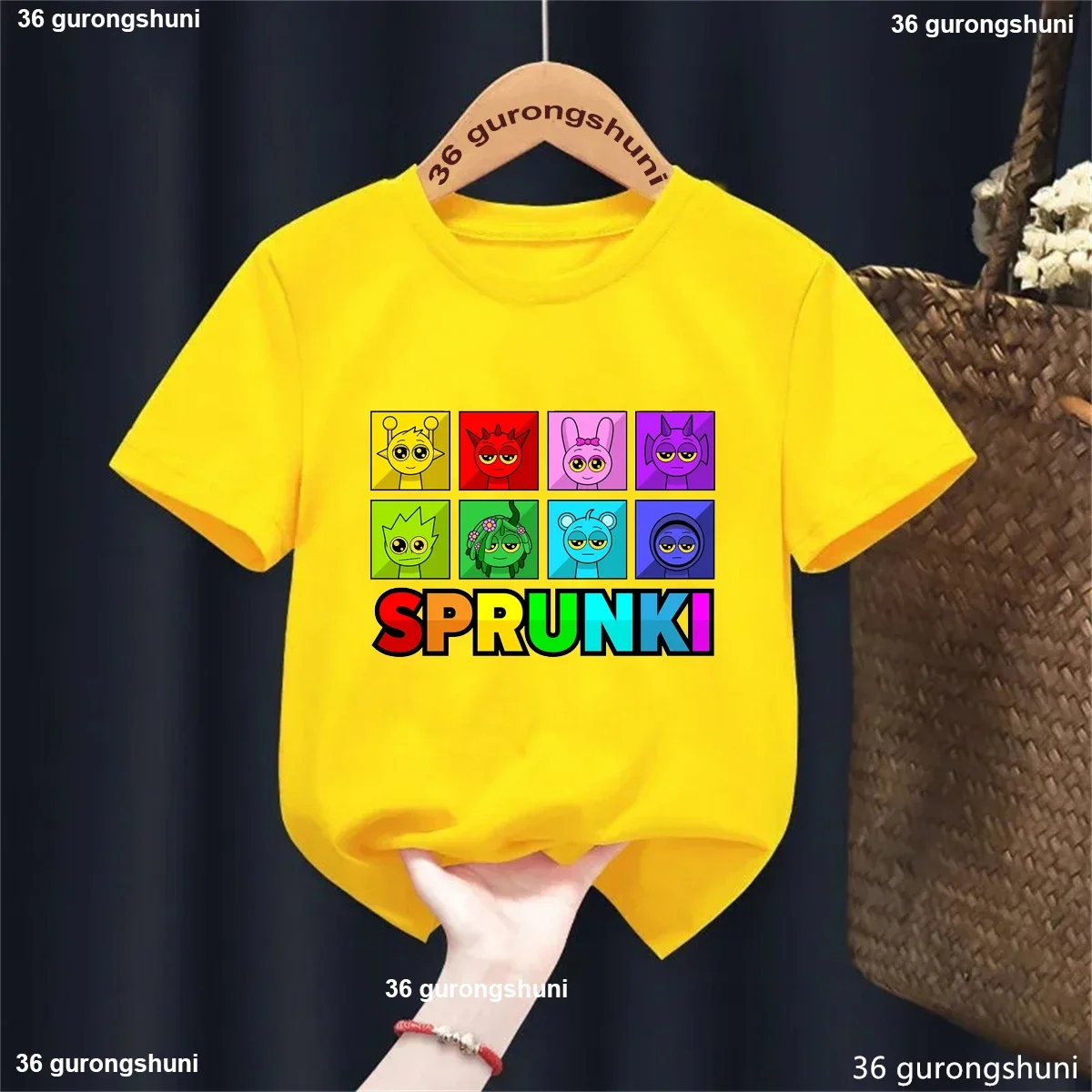 Cool Sprunki-Camiseta con estampado con dibujo de juego de música para niñas y niños, ropa Kawaii para niños, camisetas lisas de manga corta de verano - imagen 5
