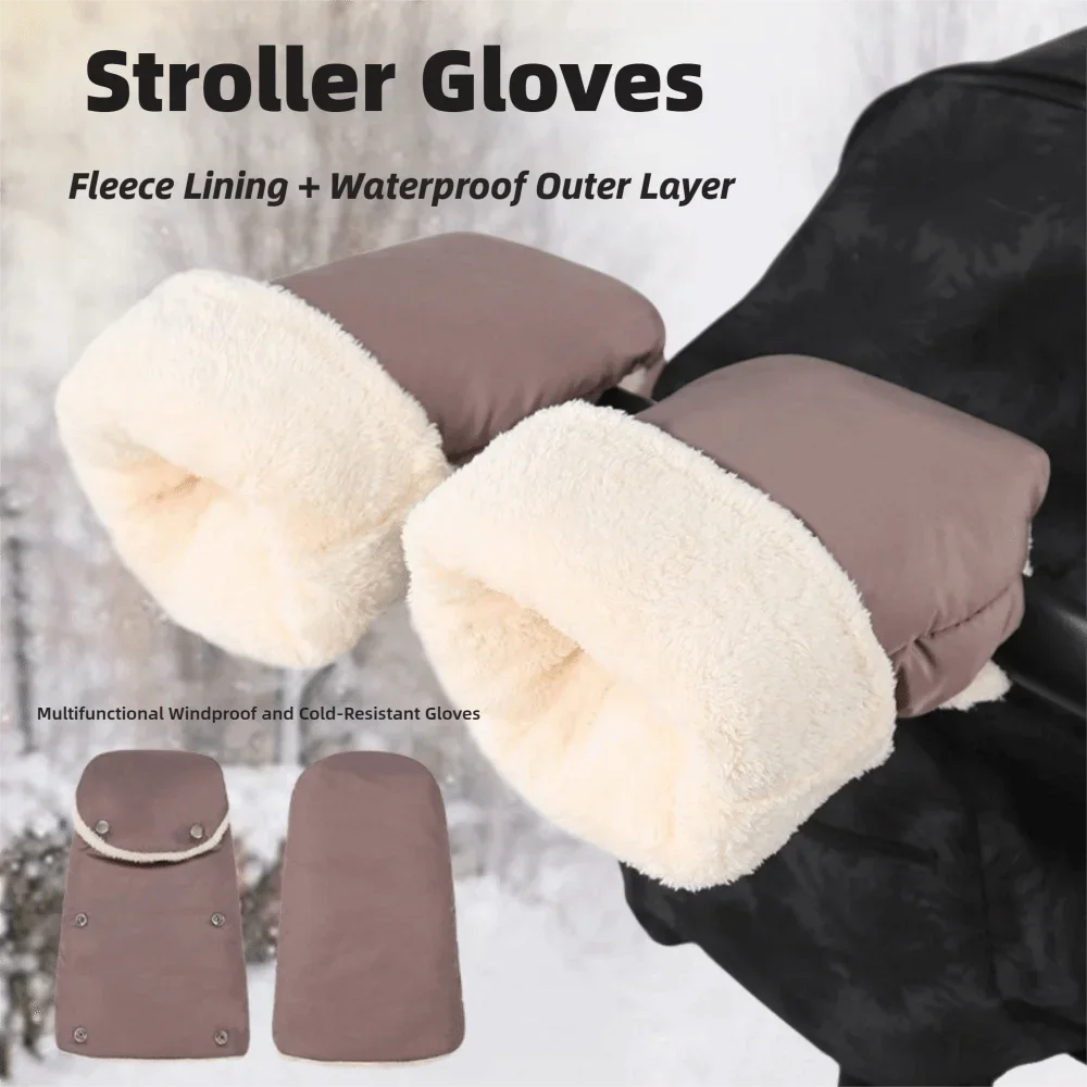 Guantes impermeables para cochecito de viaje, guantes cálidos para manillar, mitones anticongelantes gruesos para invierno, accesorios para cochecito - imagen 4
