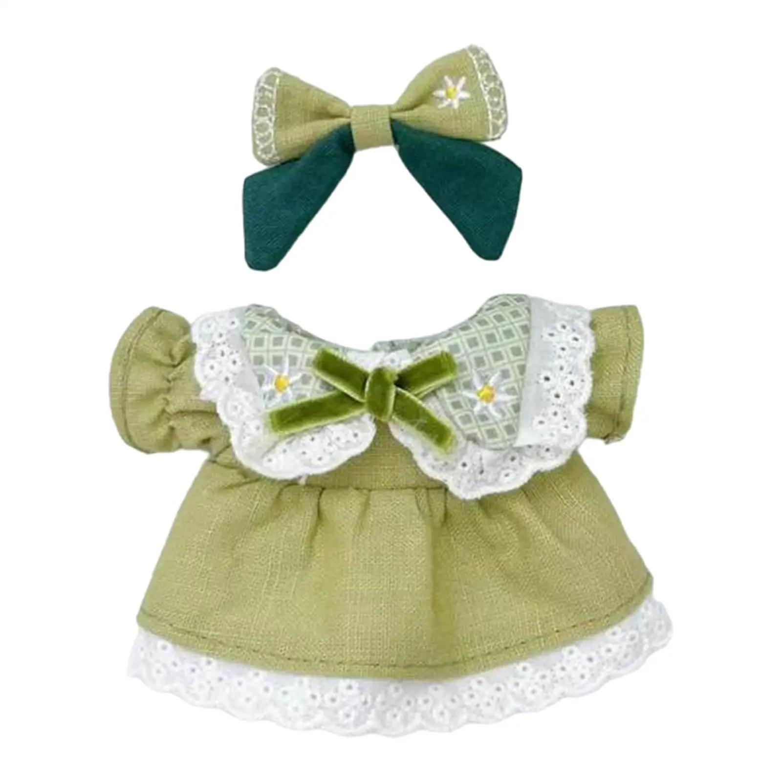 Plush Figure Dress Outfit DIY Hands on Photo Props Fashion Costumes Clothing with Hair Bow Make Your Own Dolls for 17'' Doll