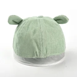 Gorra de sol infantil de algodón con oso – Visera corta para exterior