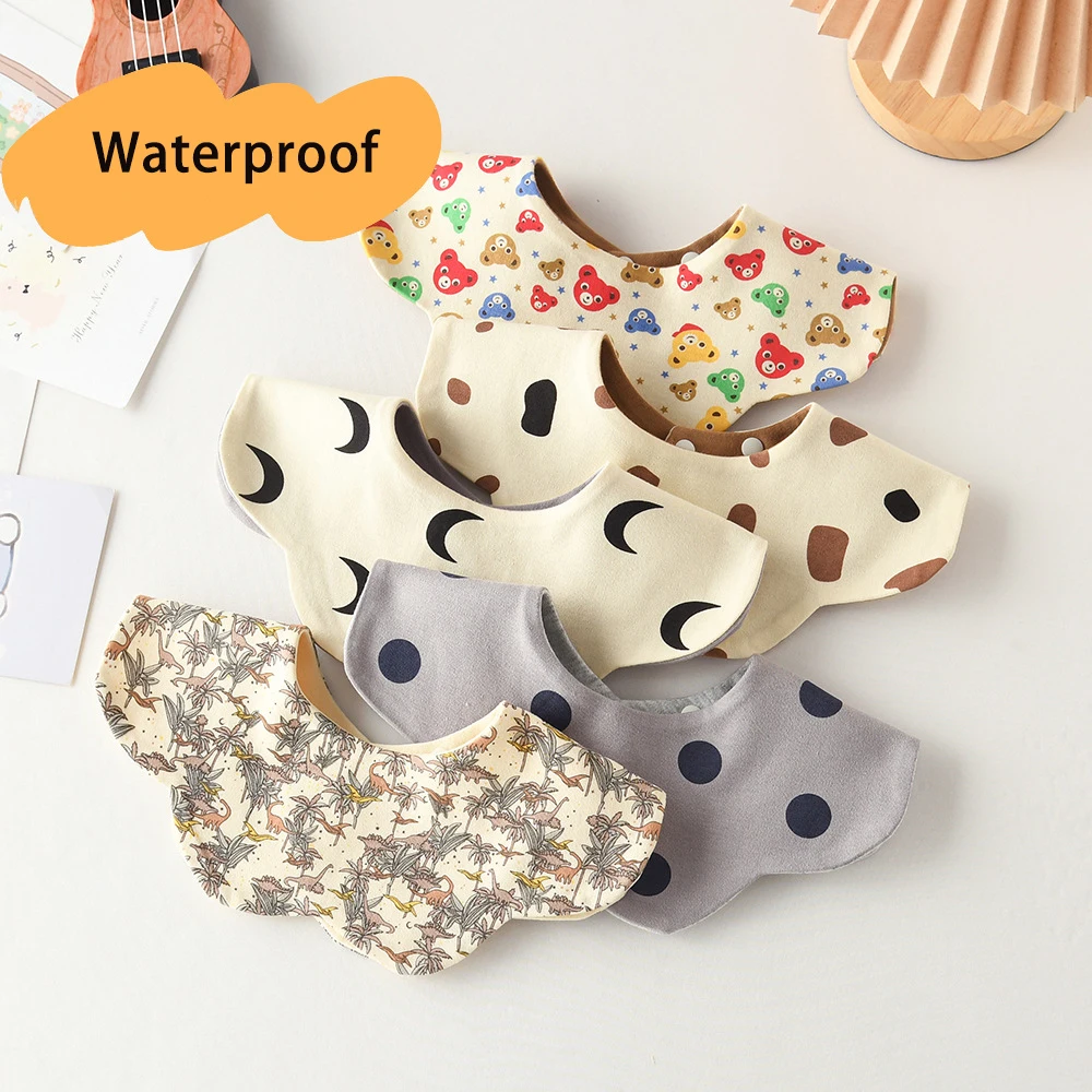 Nuevo babero impermeable de dos caras utilizable para alimentación de bebé, babero para bebés, toalla de Saliva con pétalos ondulados, paño suave para eructar para niños pequeños, Baberos