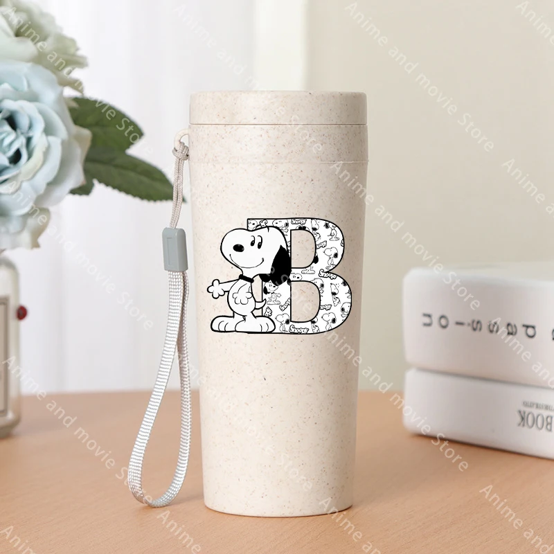 400ML Snoopy niños niñas Chlid dibujos animados carta moda vasos de agua niños Anime vasos de plástico tazas de leche niños lindo regalo de cumpleaños - imagen 2