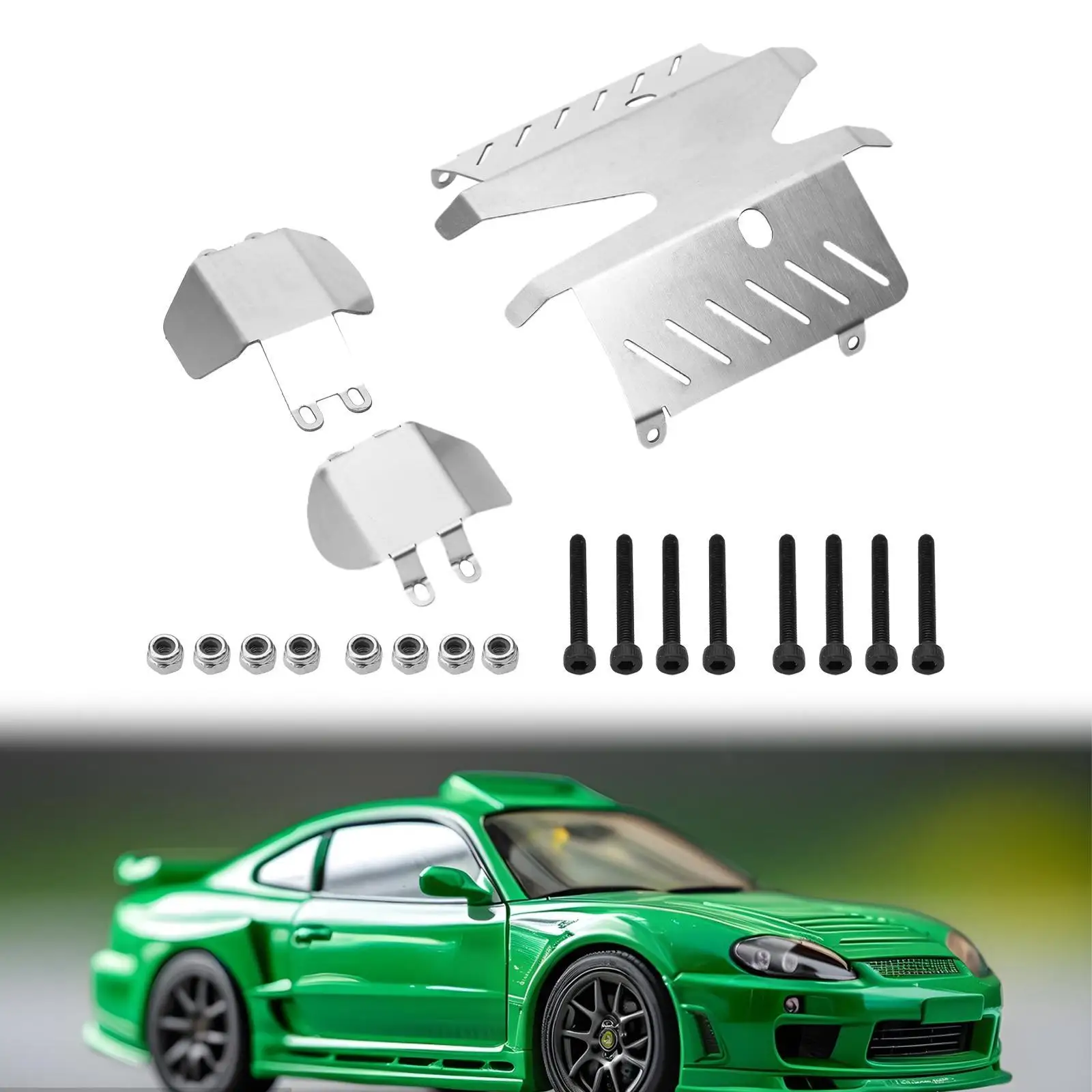 3Pcs Skid Plate Skid Armors Chassis Guard Board Chassis Armors for cc02 1/10 RC Modification