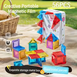 Divertido portátil DIY Color ventana pieza magnética montaje Montessori STEM Block Set rompecabezas juguete regalo de Navidad