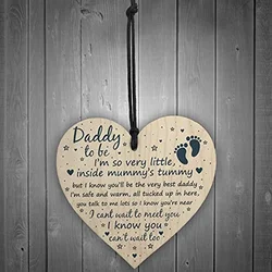 Tarjeta corazon de madera para papa primerizo - Regalo especial