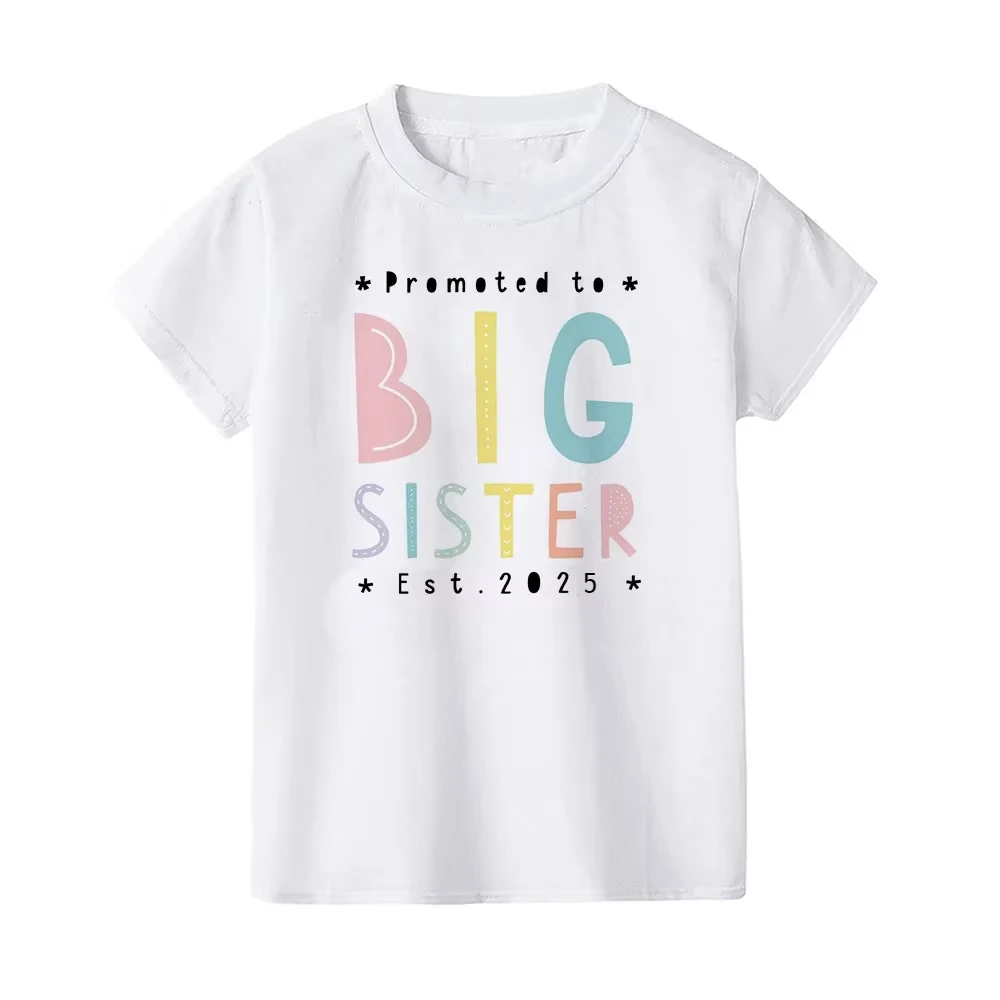 Camiseta a juego con letras impresas Big Bro Little Sis para niños, cuello redondo, Mono para bebé - imagen 3