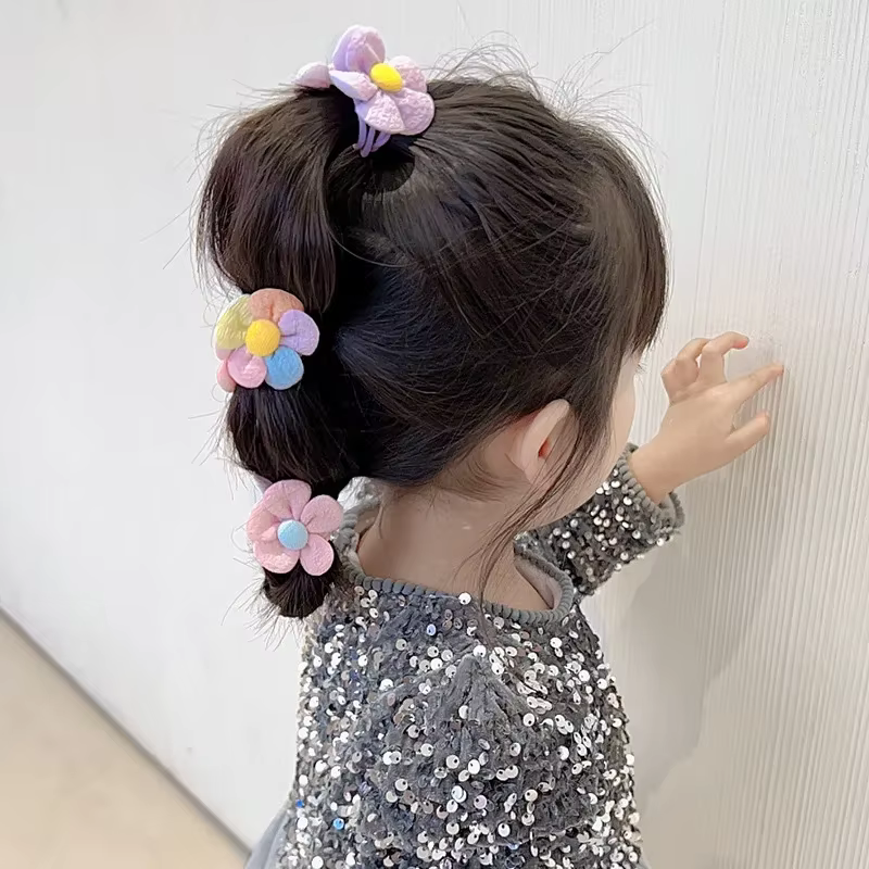 Coleteros florales multicolor para niña – Gomas elásticas color caramelo