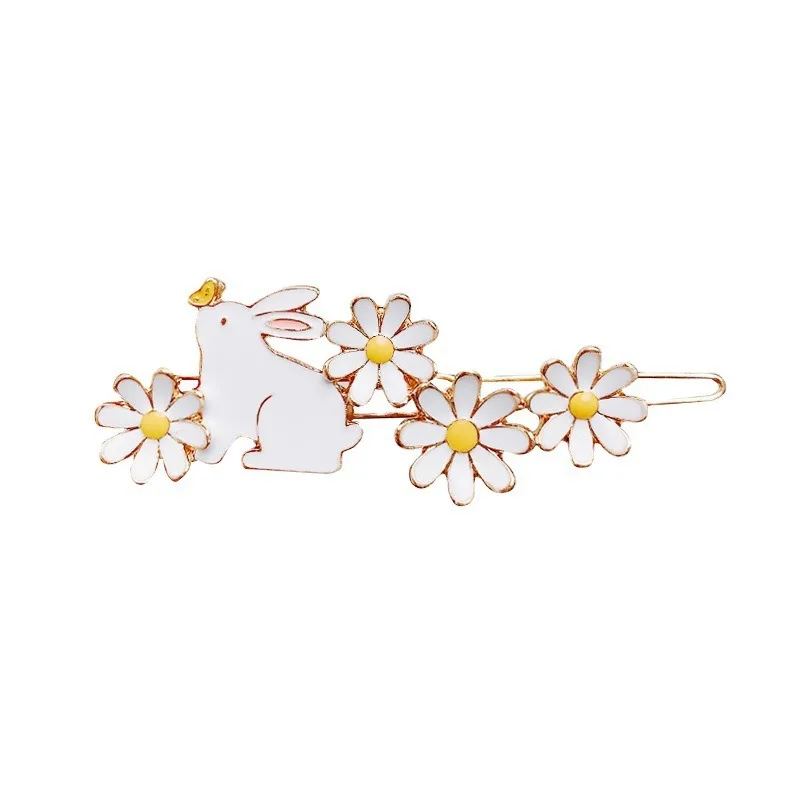 Nuevas pinzas para el cabello de conejo esmaltadas hechas a mano: detalles de margaritas, pasador estilo hada, accesorios para el cabello lindos y delicados y versátiles. - imagen 5