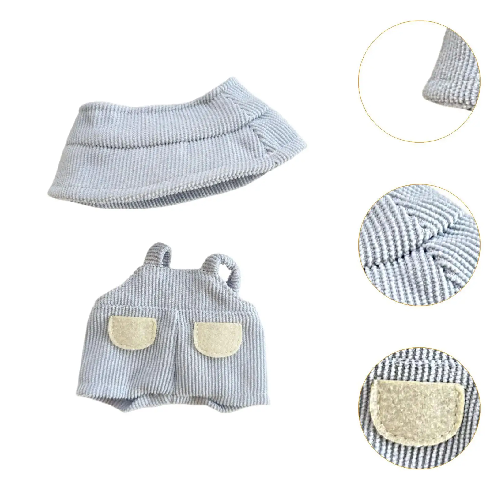 Plush Doll Rompers with Hat Decoration Hands on Cute Coordination Doll Outifits Photo Props for 5.91inch/6.69inch Doll for Kids