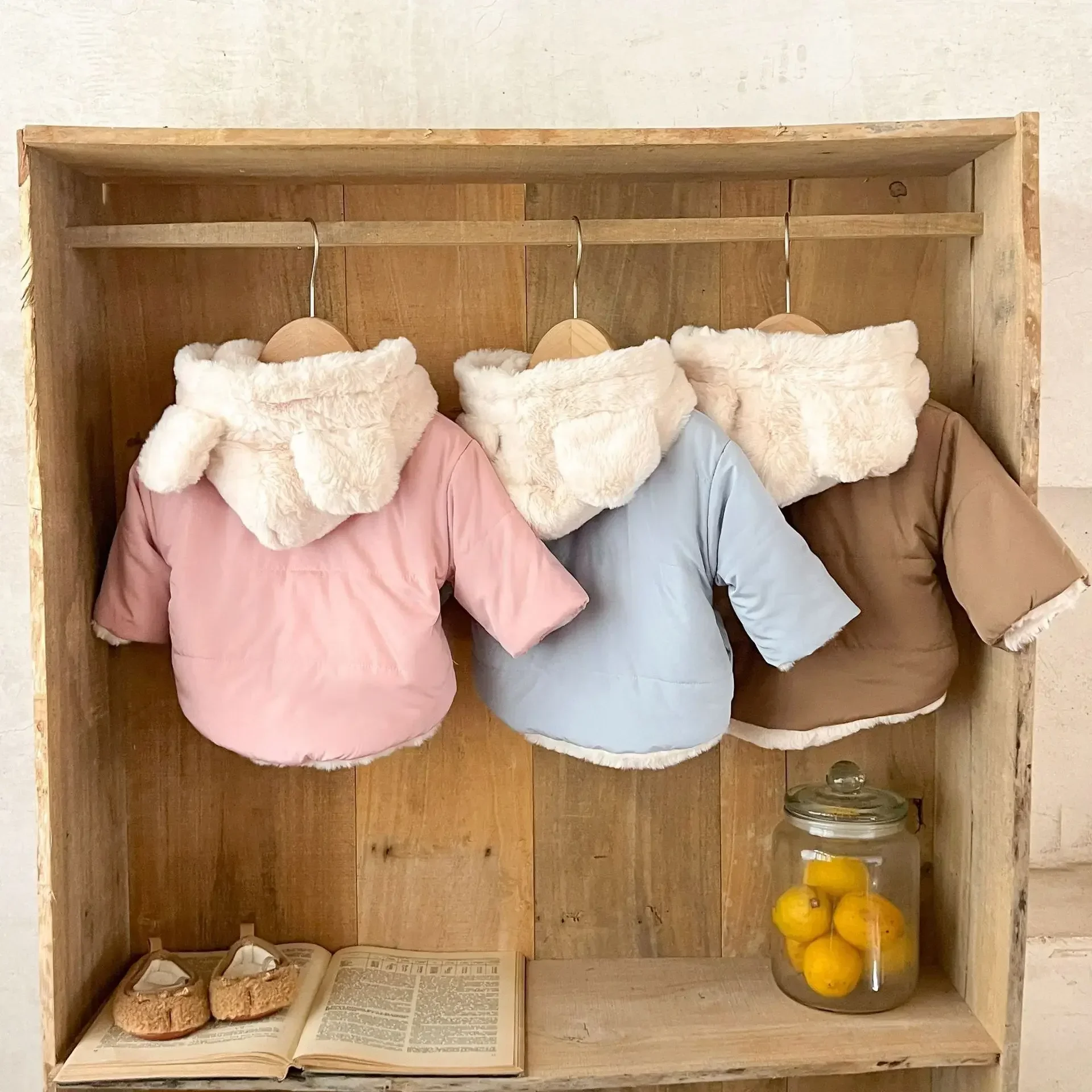 Ropa de bebé de 0 a 3 años, Abrigo de piel con capucha, forro de piel grueso, chaqueta polar, Parkas para niñas, abrigo para niñas pequeñas - imagen 3