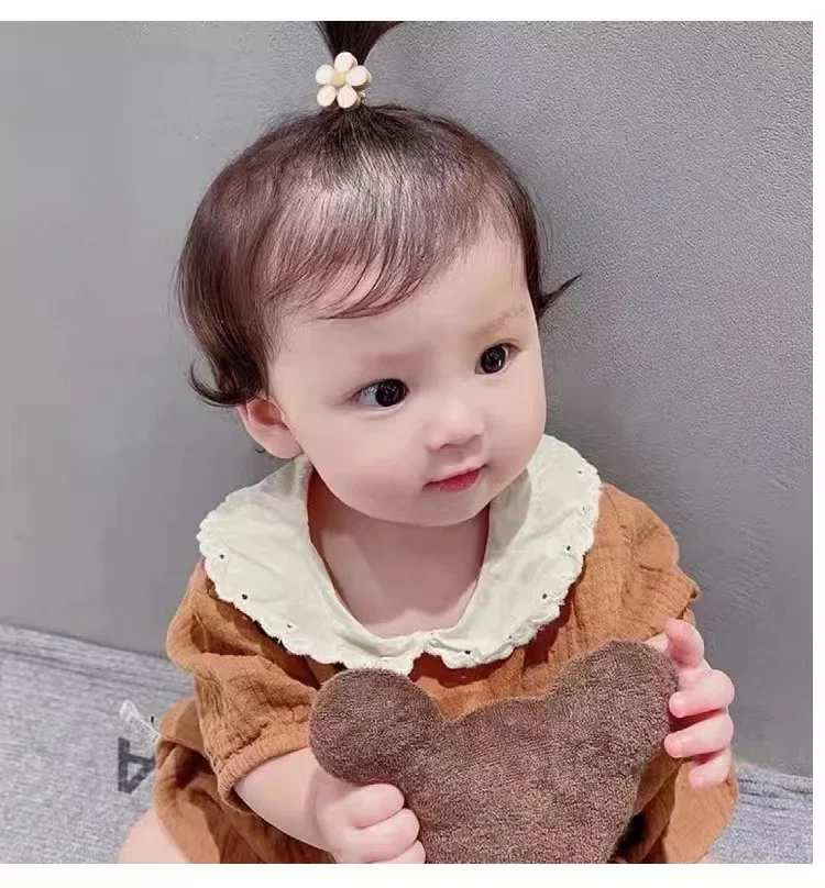 Conjunto de 20 piezas de Mini aros para el cabello para bebé, conjunto de bandas para el cabello con flores y oso para bebé, lazo para el cabello pequeño y dulce de alta elasticidad, 2cm de diámetro - imagen 3