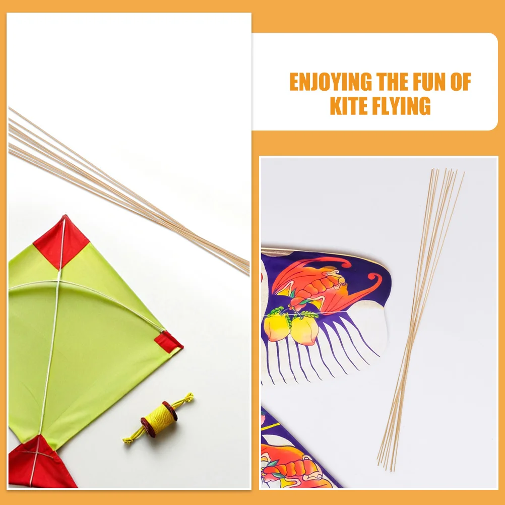 50 Uds. De materiales para hacer cometas, palos de bambú, tiras artesanales largas de color amarillo claro sin terminar para marco de cometa DIY, accesorios de varillas de soporte - imagen 2