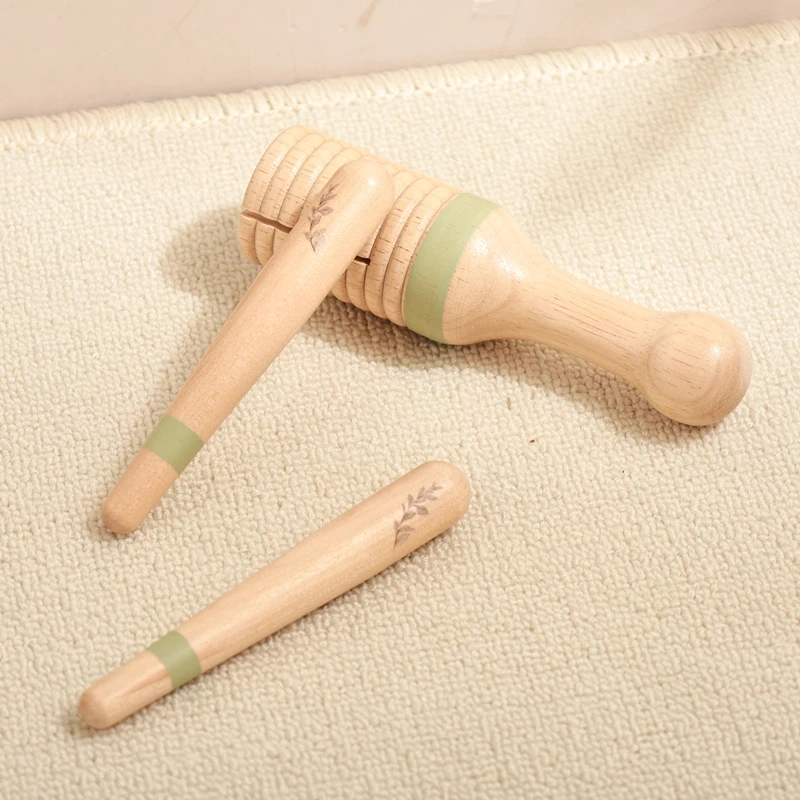 Instrumentos de iluminación musical para bebés, juguetes musicales de percusión de madera, juguetes educativos Montessori para bebés, tambor, martillo de arena, regalo para bebé