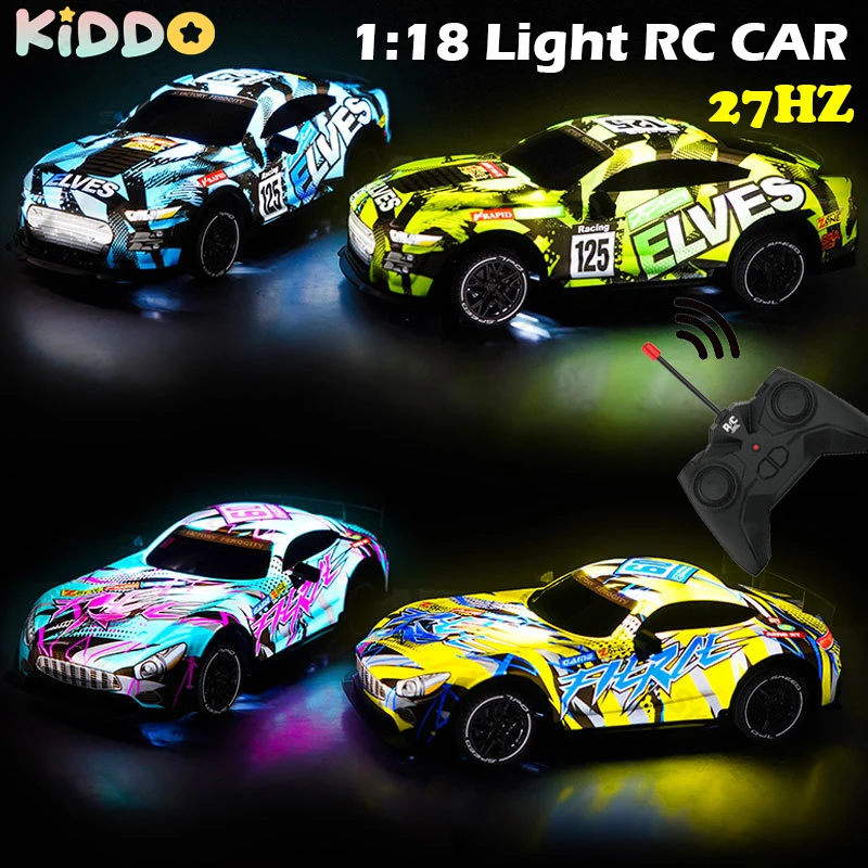 Coches RC Racing Drift 27HZ coche de juguete luminoso 1:18 Buggy de simulación Control remoto eléctrico vehículo eléctrico modelo coche Navidad