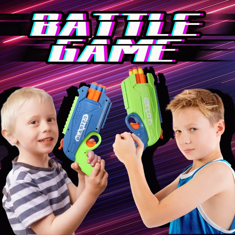 Pistola de balas blandas de 6 disparos para niños con 20 balas, pulsera de objetivo, pistola de juguete Manual, juegos de disparos para interiores y exteriores, regalos para niños