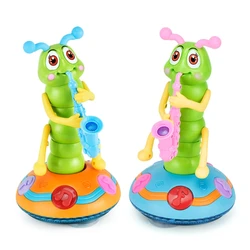 Muñeco eléctrico de gusano para niños, muñeco de Animal de dibujos animados, Juguete musical que baila, iluminación, regalo de cumpleaños