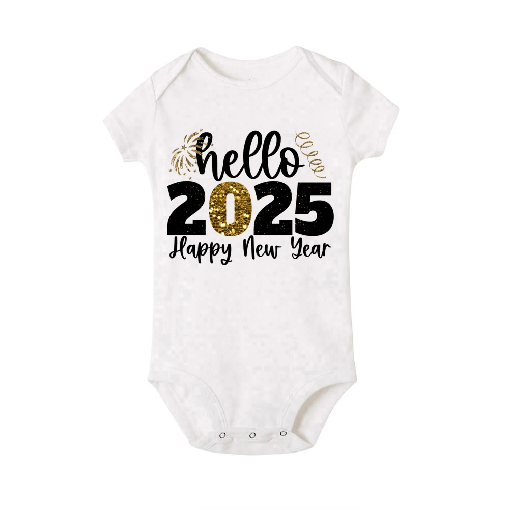 Body de manga corta para bebé, niño y niña pelele para, ropa para fiesta de año nuevo, regalo para bebé, 2025 - imagen 2