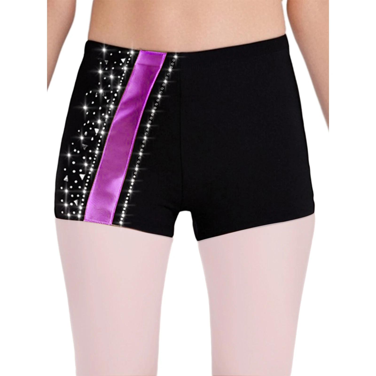 Calzoncillos tipo bóxer para baile de Ballet para niñas, traje de baile y gimnasia, pantalones cortos metálicos con diamantes de imitación brillantes, ropa de baile - imagen 4