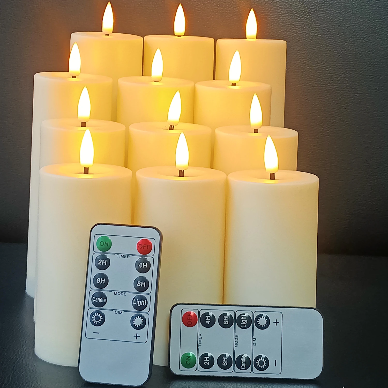 Velas LED parpadeantes impermeables sin llama, luces de té con temporizador remoto, decoración de cumpleaños y boda, velas falsas, 12 Uds. - imagen 5