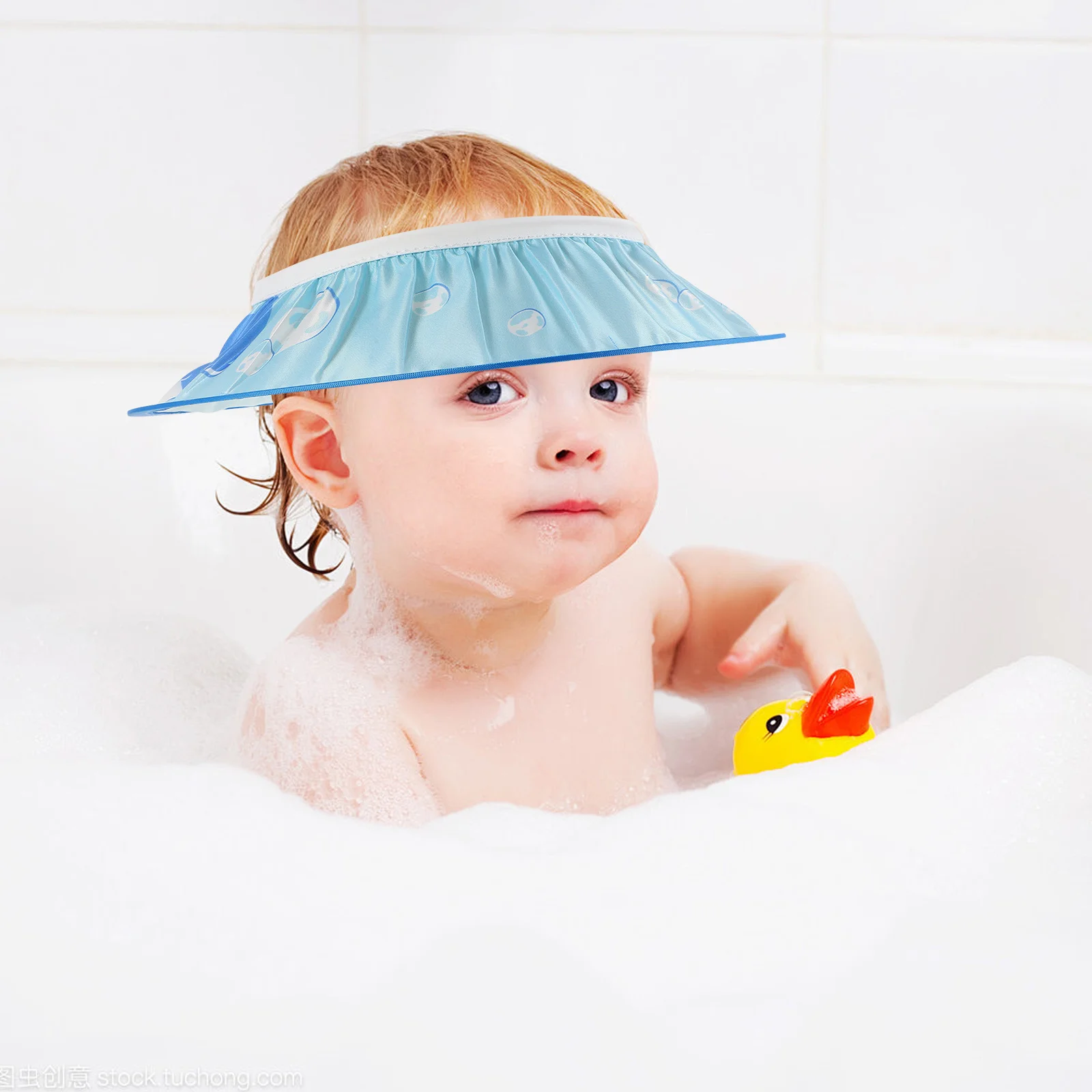 Gorro de ducha ajustable para bebé, visera de baño para lavado de cabello para niños pequeños, protector para lavado de cabello de bebé, gorro de ducha para niños, gorro de baño para niños pequeños - imagen 2
