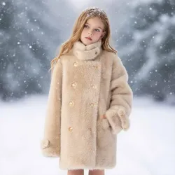 Parka de piel sintética para niños – Abrigo largo de invierno
