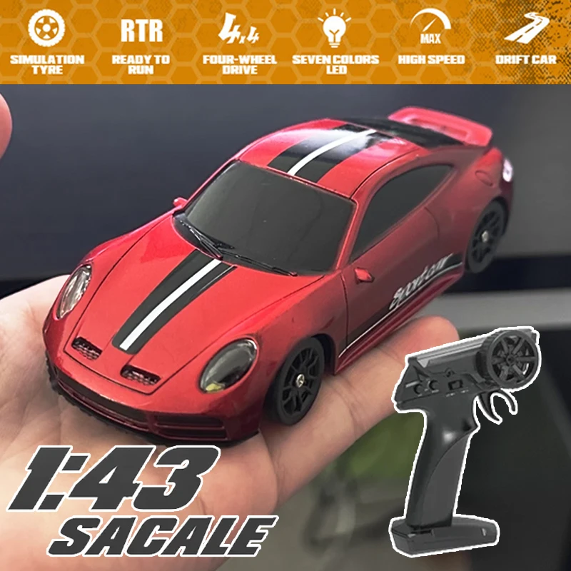 Vehículo de deriva RC 1/43 4WD, coche 2,4G de alta velocidad 15 km/h, Mini coches de carreras con Control remoto, modelo de juguetes para niños, regalos de cumpleaños