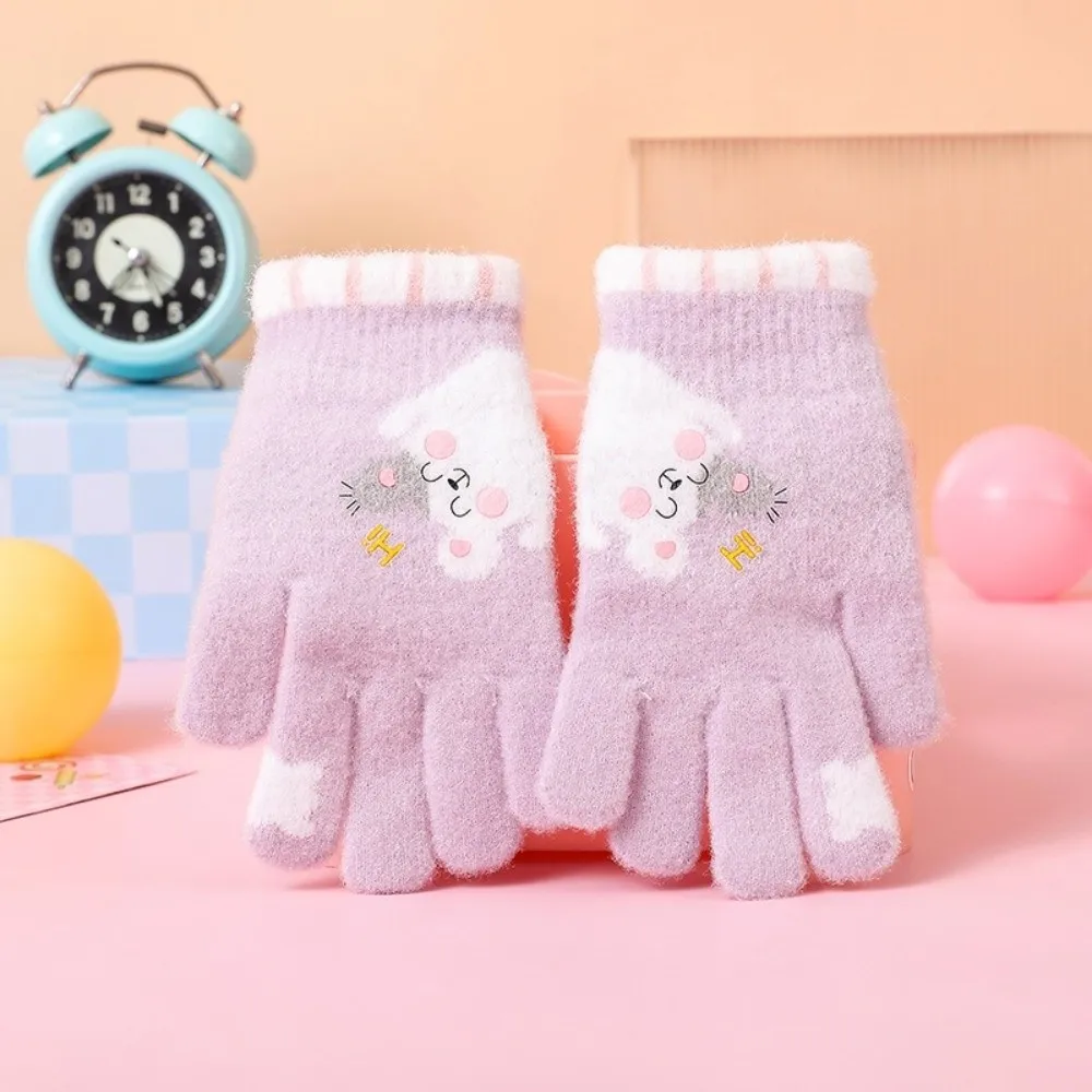 Guantes de invierno cálidos y bonitos de 5 a 12 años, guantes de Color caramelo a prueba de frío, guantes de punto suaves y gruesos para niños pequeños - imagen 4