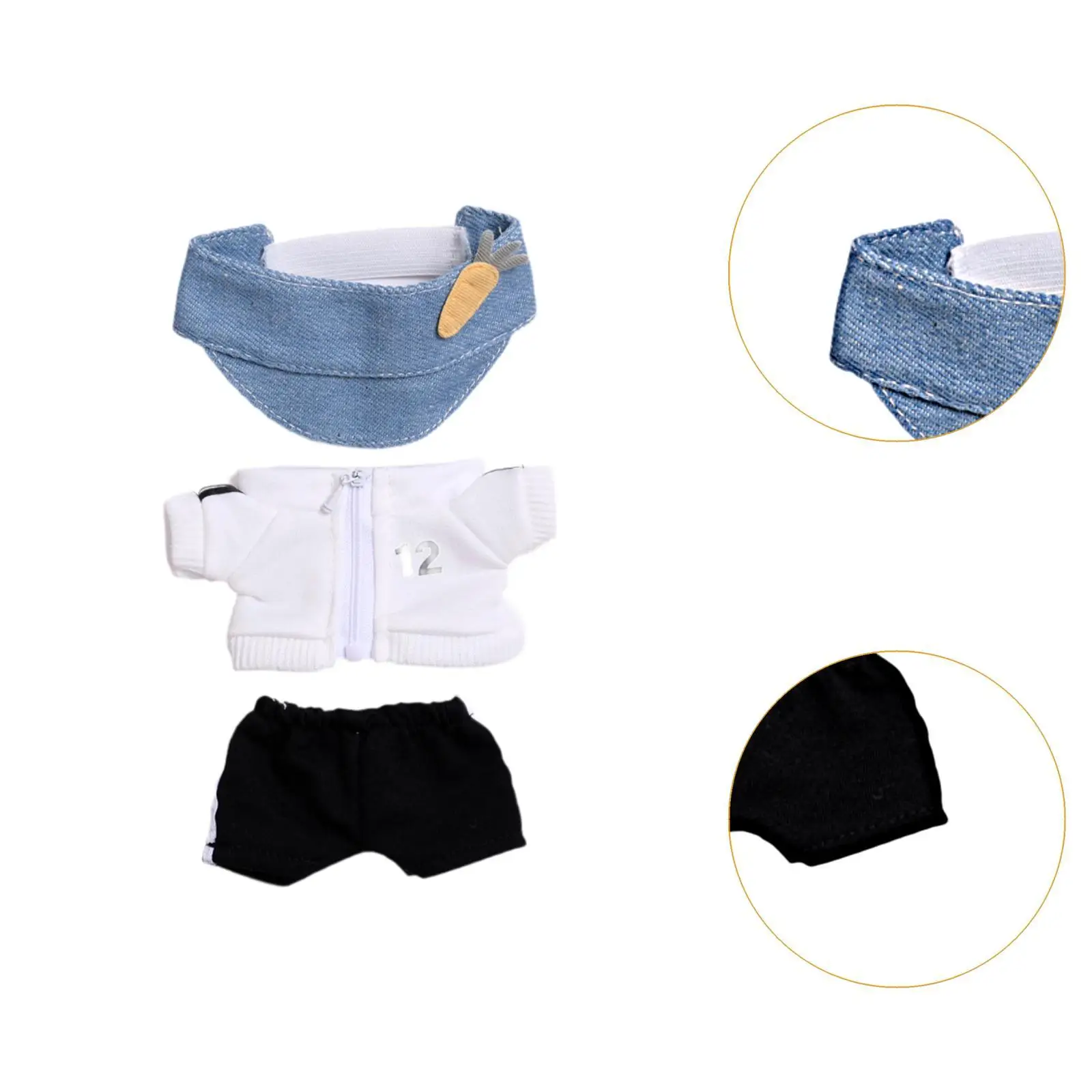 Plush Doll Top and Pants Doll Clothing Coordination Flexibility Fashion Hands on for Kids Birthday Gift DIY Dress up with Cap