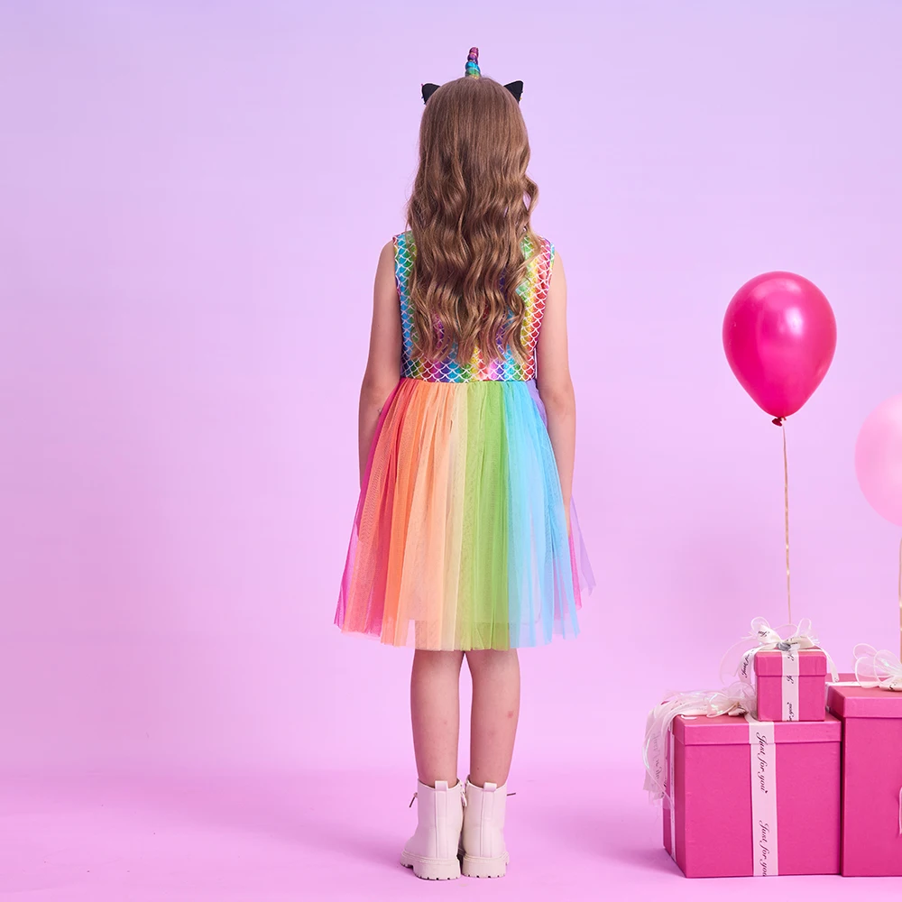 DXTON vestido de verano sin mangas para niñas estilo princesa - imagen 4