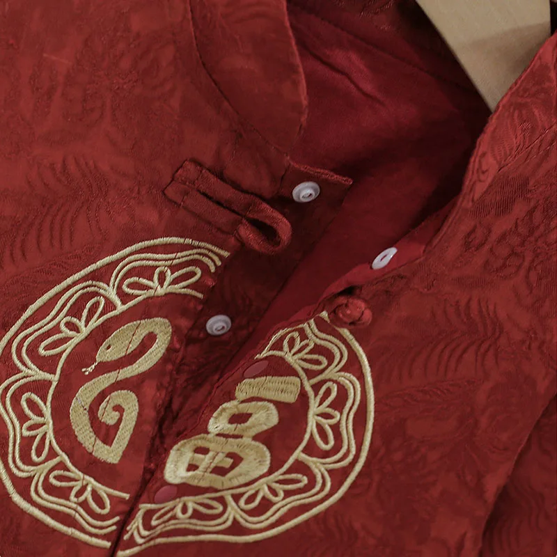 Ropa de primavera y otoño para bebé de 6 a 9 meses, Tops de manga larga rojos bordados de estilo chino a la moda + Pantalones, artículos para recién nacidos B242 - imagen 4