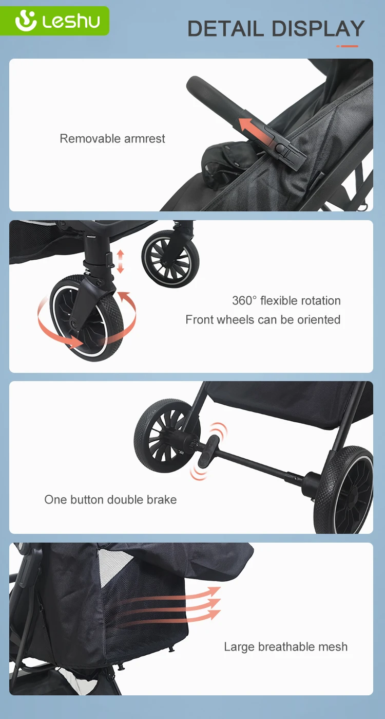 Cochecito plegable automático OEM Bebek Arabasi Poussette Bebe, cochecito compacto, cochecito de viaje automático, cochecito ligero 2 en 1 para bebé - imagen 3