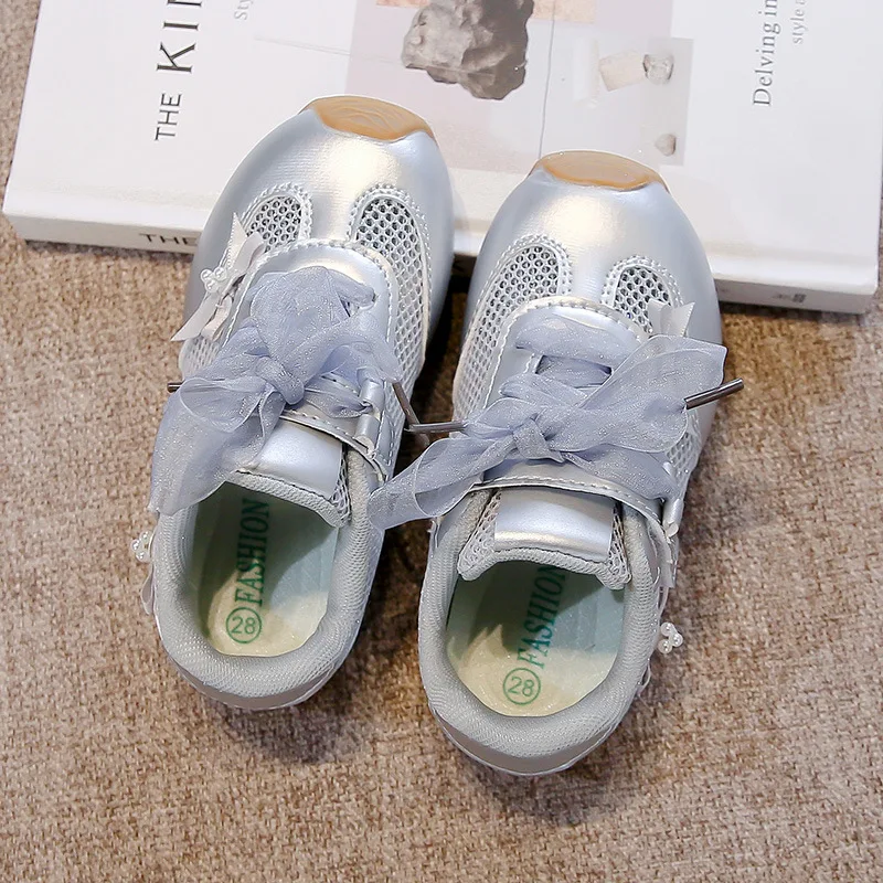 Zapatos informales para niñas 2025, primavera otoño, nueva moda, estilo coreano, fondo suave, antideslizantes, zapatos de bebé de encaje de princesa - imagen 3