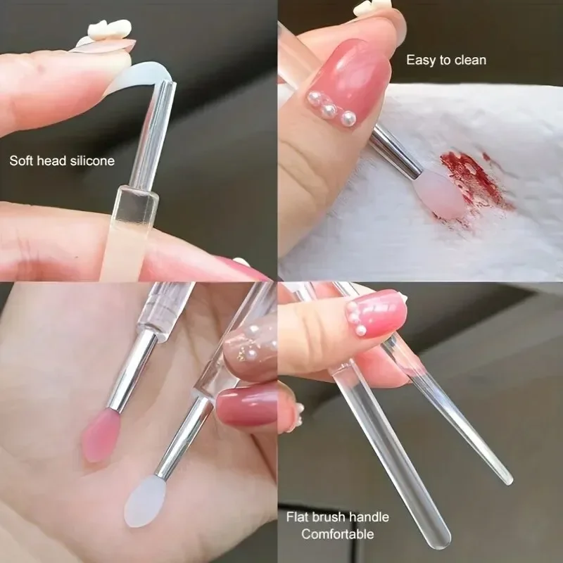 Labio con tapa Fácil y eficiente 8 Uds Pincel de silicona Crema de lápiz labial y aplicador de brillo de labios Pinceles de belleza de maquillaje para sombra de ojos - imagen 5