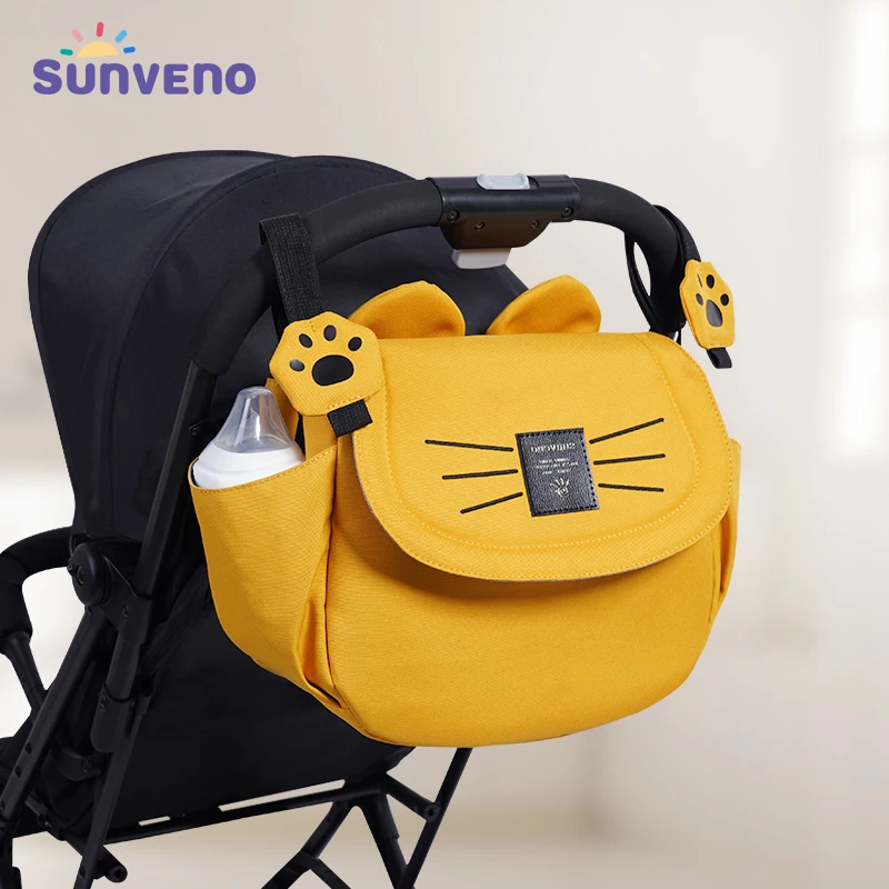 Sunveno-Bolsa de pañales para gatos, bolsa de viaje de gran capacidad para mamá, organizador Universal de bolsas para cochecito de bebé