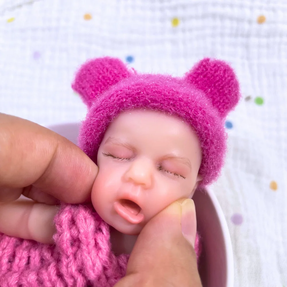 Mini muñeca Reborn de silicona totalmente lisa de 6 pulgadas y 15CM, LouLou Girl, cuerpo lavable, silicona suave realista, regalo de cumpleaños y Navidad - imagen 3