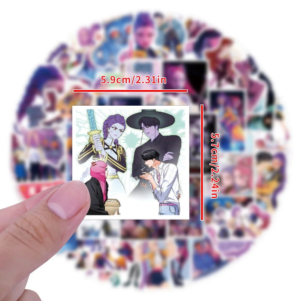 55 unids/set Kpop Demon Hunters pegatinas Anime juego calcomanías de dibujos animados DIY álbum de recortes teléfono nevera equipaje monopatín bicicleta Juguetes - imagen 3