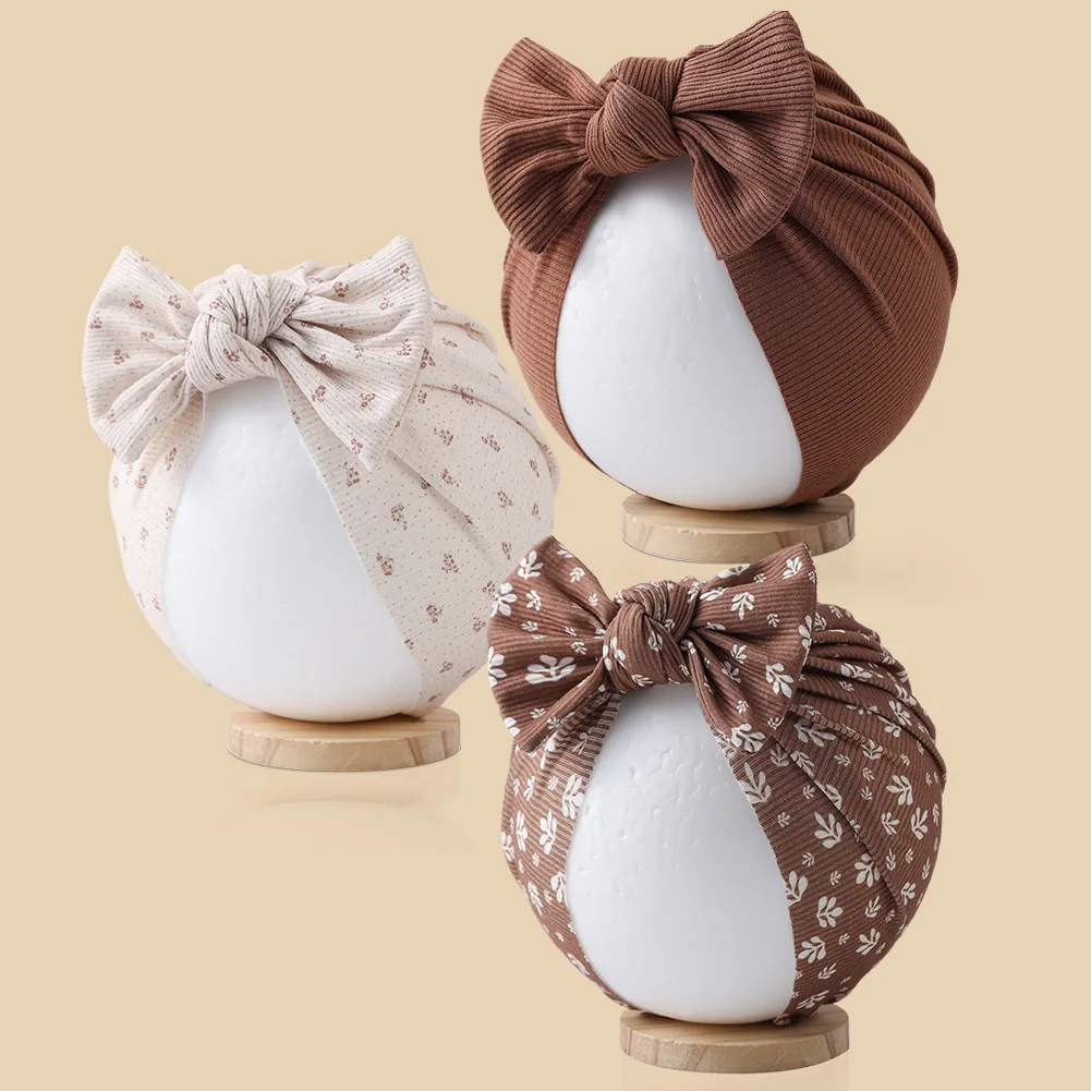 Gorra turbante floral de algodón con estampado de margarita para bebé - imagen 4