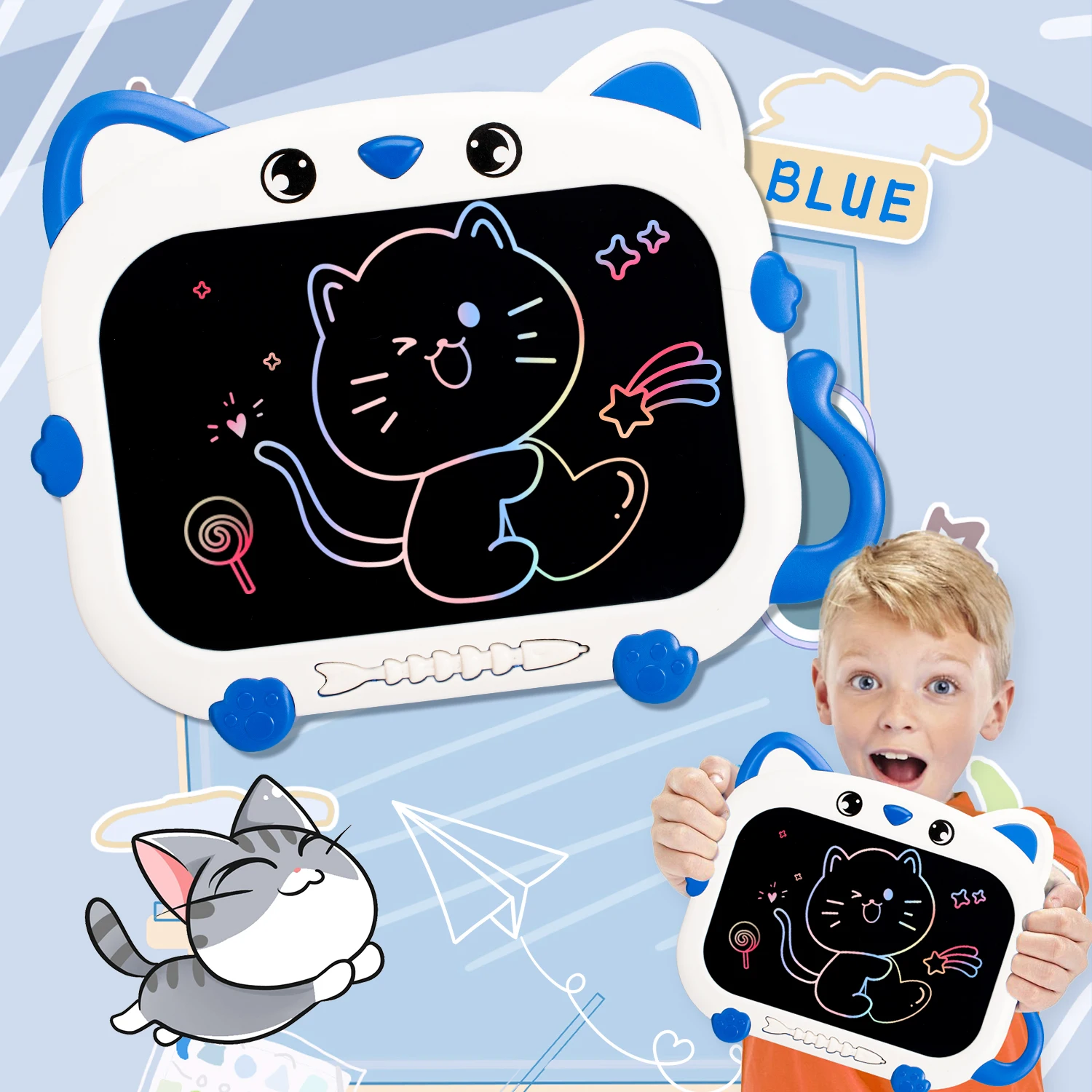Pizarra mágica LCD gato – Tableta de dibujo para niños 10 pulgadas