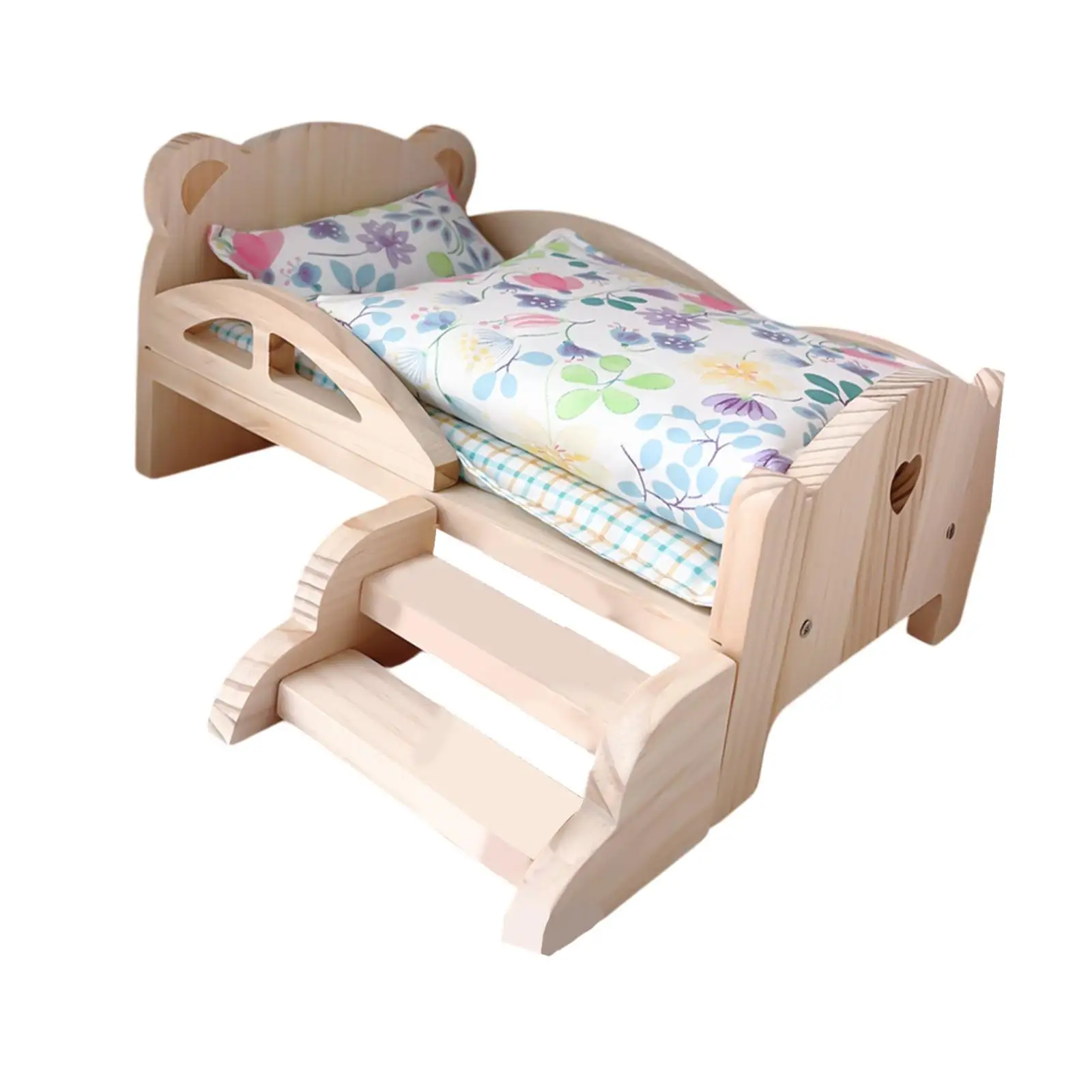 1:12 Wooden Doll Mini Bed Simulation Furniture Pretend Toy for Girls Birthday