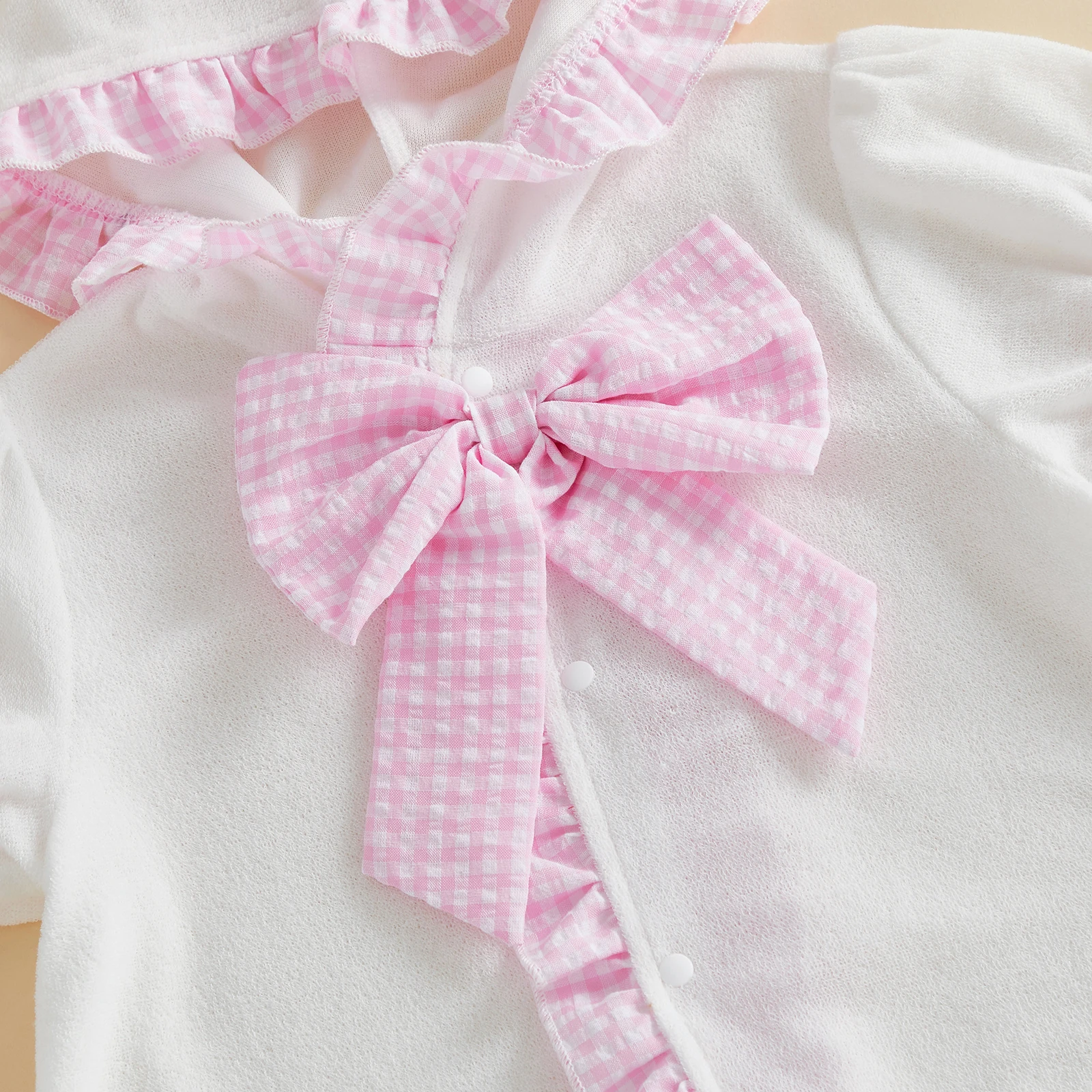 Vestido de baño niña a cuadros con capucha y manga corta - imagen 2