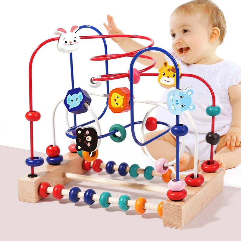 Laberinto de cuentas de madera educativo y colorido para niños pequeños - imagen 3