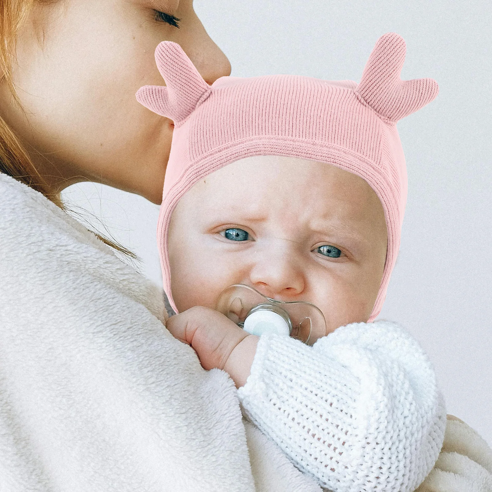 Gorro de punto para bebé recién nacido, gorro suave y cálido para bebé, gorros de invierno elásticos y acogedores de 49cm, bonito gorro para bebé para niños y niñas