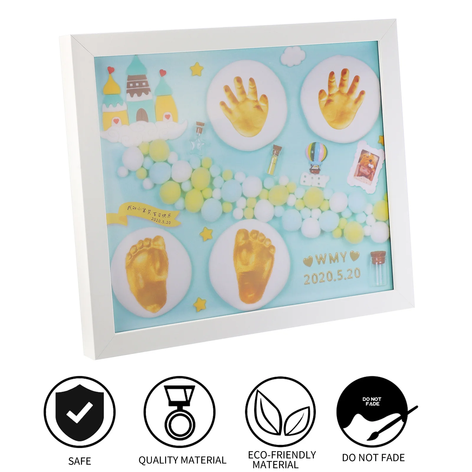 1 Juego de almohadillas de tinta con huella de mano para recién nacido, recuerdo seguro no tóxico, regalo de cumpleaños para bebé, registro de huellas de manos para recién nacido - imagen 4