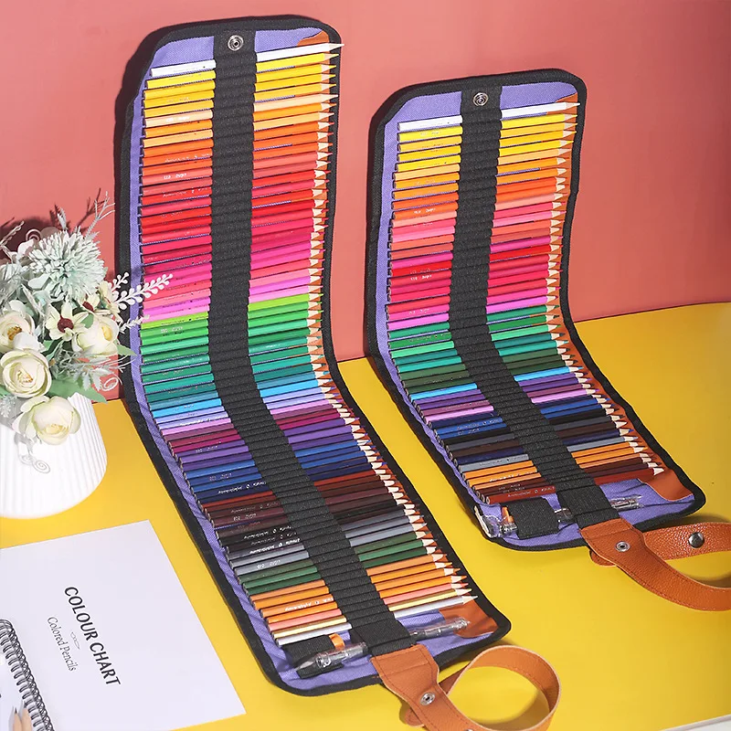 Juego de lápices de colores de 50/72 piezas con estuche enrollable de lona, perfecto para colorear, dibujar, dibujar y hacer manualidades para estudiantes y adultos - imagen 3