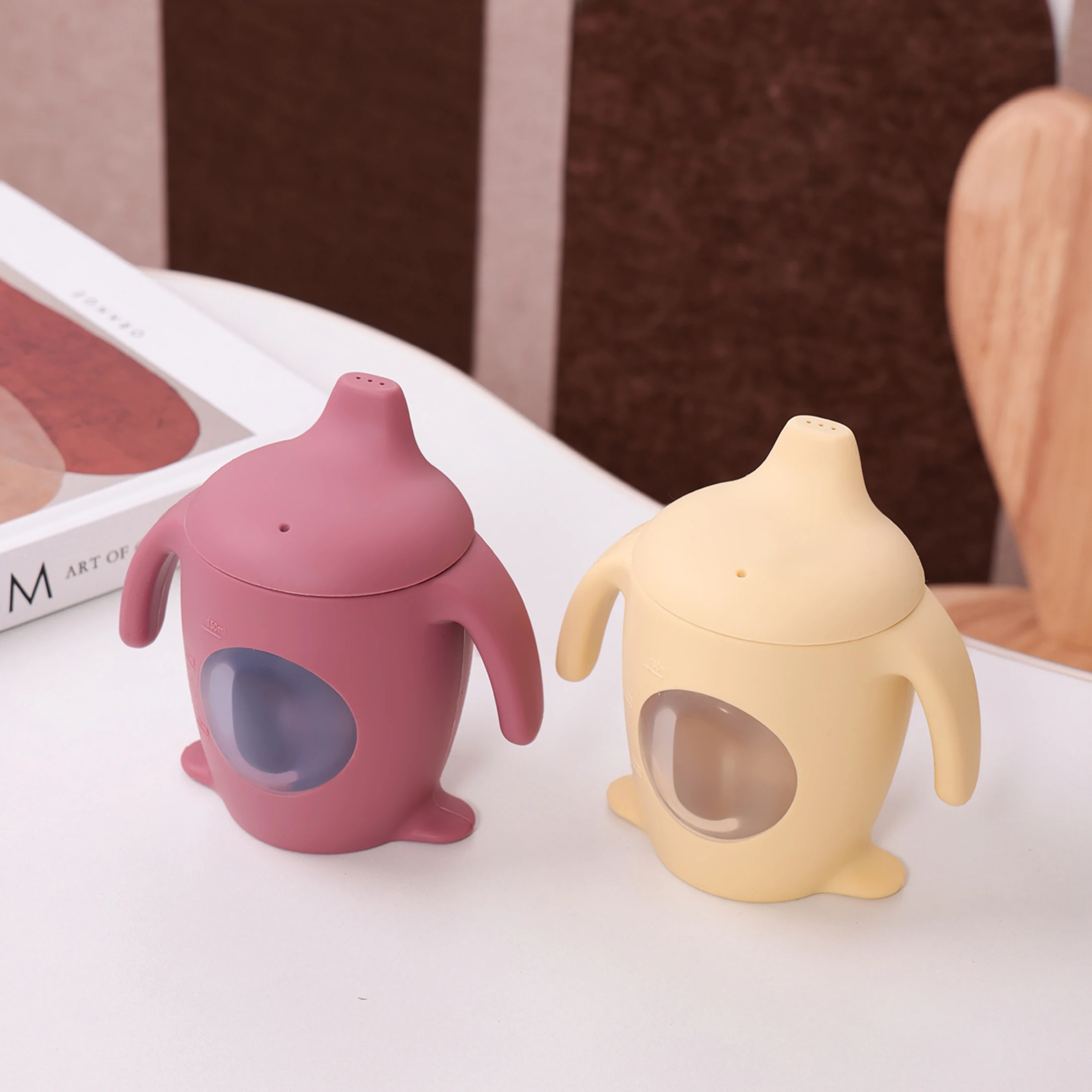 Taza Sippy silicona pingüino portátil antifugas cómoda sin BPA - imagen 2