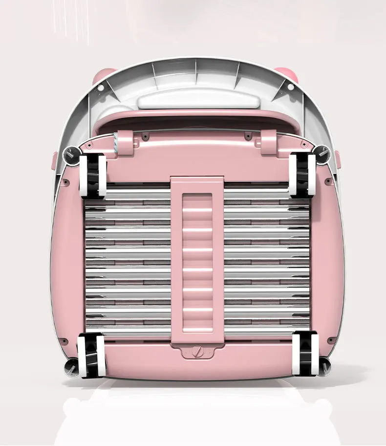 Una mochila rosa con un kit de herramientas