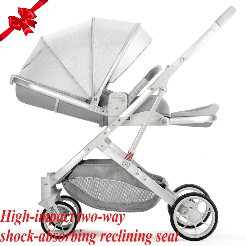 El cochecito ligero puede sentarse o acostarse, cochecito de bebé plegable bidireccional de alto paisaje