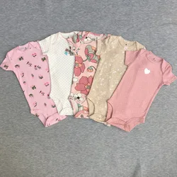 Body de algodón con tirantes de dibujos animados para niños y niñas, trajes suaves de manga corta para recién nacidos, conjunto de regalo, 5 uds.